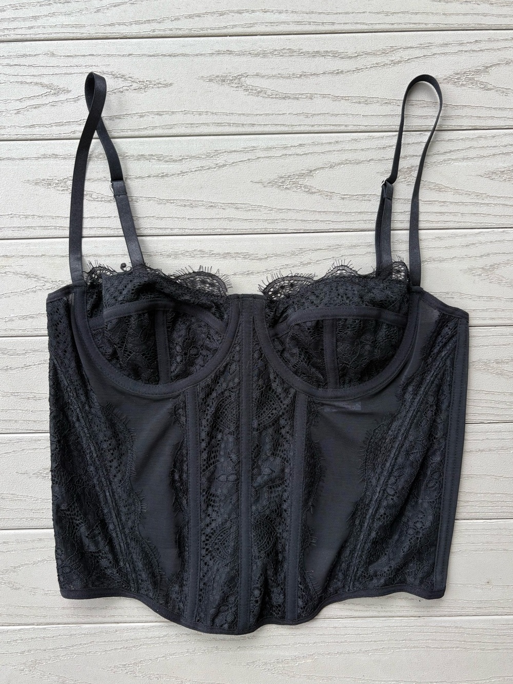 SHEIN Black Lace Boned Corset Top